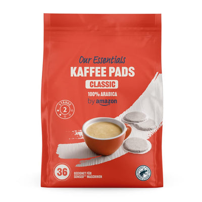 by Amazon Kaffeepads Classic 100% Arabica, Geeignet für Senseo Maschinen, Mittlere Röstung, 36 Stück, 4er-Pack