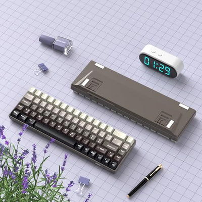 MageGee MK-Box 60% Gaming Tastatur Deutsch QWERTZ Layout, Hot-Swap-fähige kompakte kabelgebundene mechanische RGB-Tastatur mit Eva-Dämpfungsschaum, Blue Whale-Schalter für Win/Mac, grau