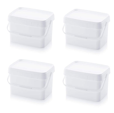 4X Eimer 20l rechteckig * 20 Liter * lebensmittelecht stapelbar Kunststoffeimer 20Liter weiß Farbe Futter Gastro Catering