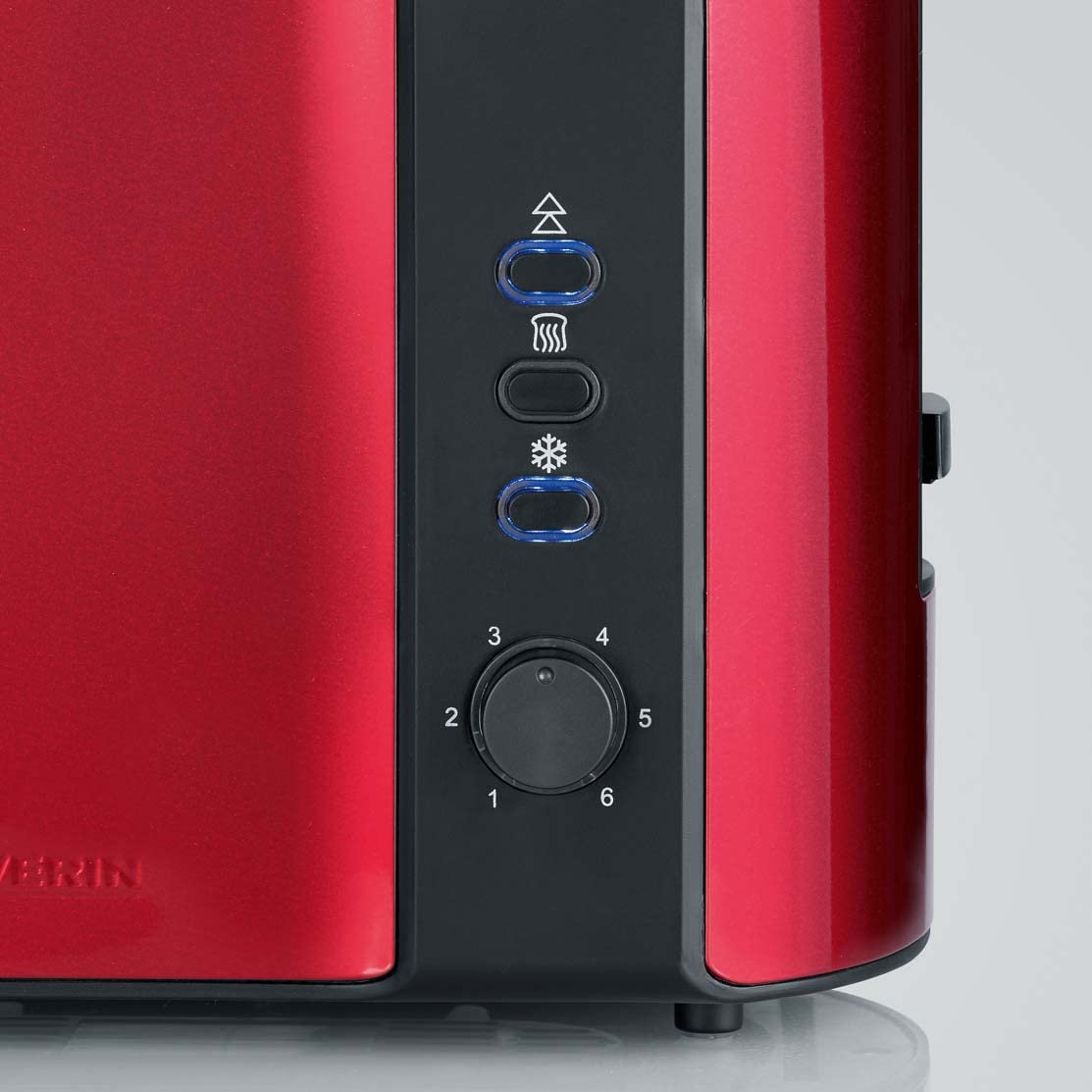 SEVERIN Automatik-Toaster, Toaster mit Brötchenaufsatz, hochwertiger Edelstahl Toaster zum Toasten, Auftauen und Erwärmen, 800 W, Fire Red Metallic / Schwarz, AT 2217