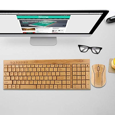 Komfortable kabellose Maus, Bambus-Bambus-Tastatur, ultradünnes Holz für Windows/Ios/Android