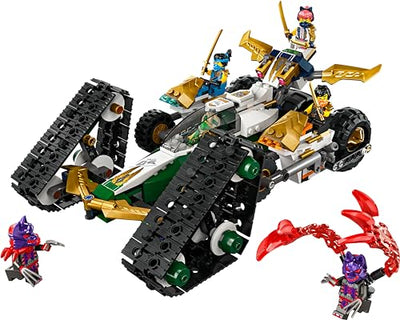 LEGO NINJAGO Kombi-Raupe des Ninja-Teams, 4-in-1-Set mit Gleiter, Rennauto und 2 Motorrädern und 6 Minifiguren, Geschenk für Jungen und Mädchen, Ninja-Spielzeug 71820