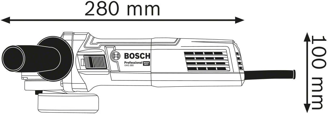 Bosch Professional Winkelschleifer GWS 880 (Scheiben-Ø125mm, Leistung 880 Watt, Leerlaufdrehzahl: 11.000 min-1, inkl. Zusatzgriff, Schutzhaube, Spannmutter, Aufnahmeflansch, Zweilochschlüssel)