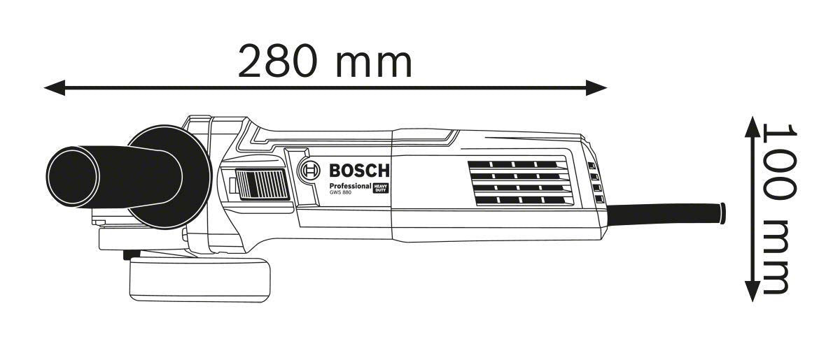 Bosch Professional Winkelschleifer GWS 880 (Scheiben-Ø125mm, Leistung 880 Watt, Leerlaufdrehzahl: 11.000 min-1, inkl. Zusatzgriff, Schutzhaube, Spannmutter, Aufnahmeflansch, Zweilochschlüssel)