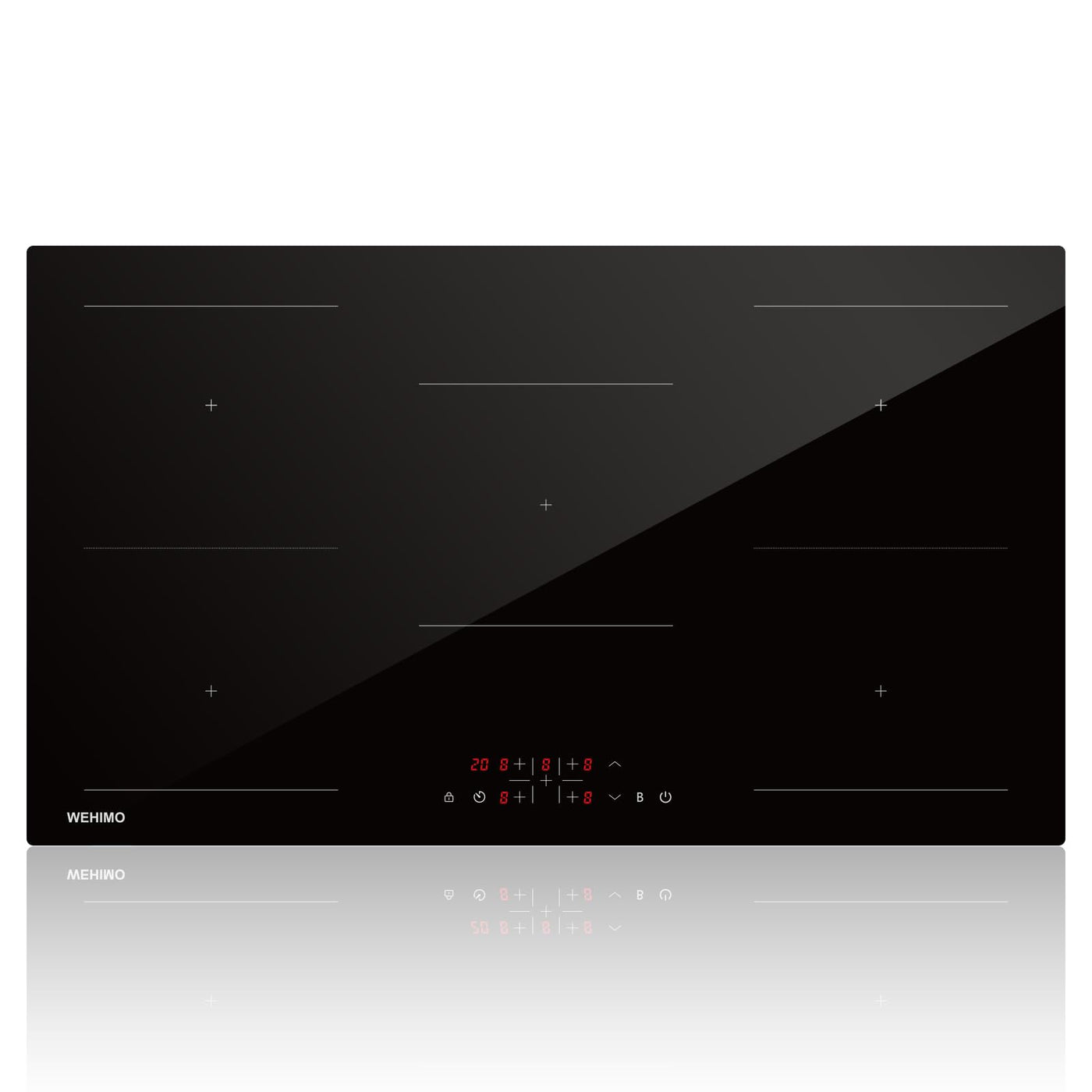 Induktionskochfeld, WEHIMO Induktionskochfeld 5 platten mit Power Booster, 5 Zonen Einbau, 9 Leistungsstufen Induktionskochplatte 90cm (8600W), 220-240V