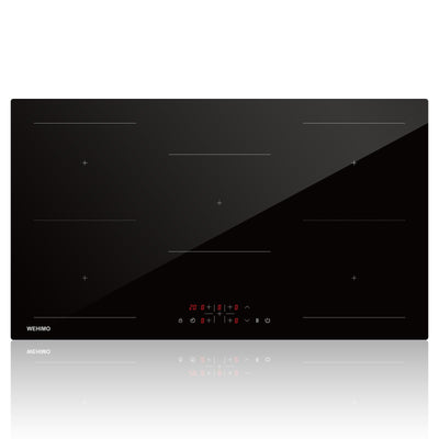 Induktionskochfeld, WEHIMO Induktionskochfeld 5 platten mit Power Booster, 5 Zonen Einbau, 9 Leistungsstufen Induktionskochplatte 90cm (8600W), 220-240V