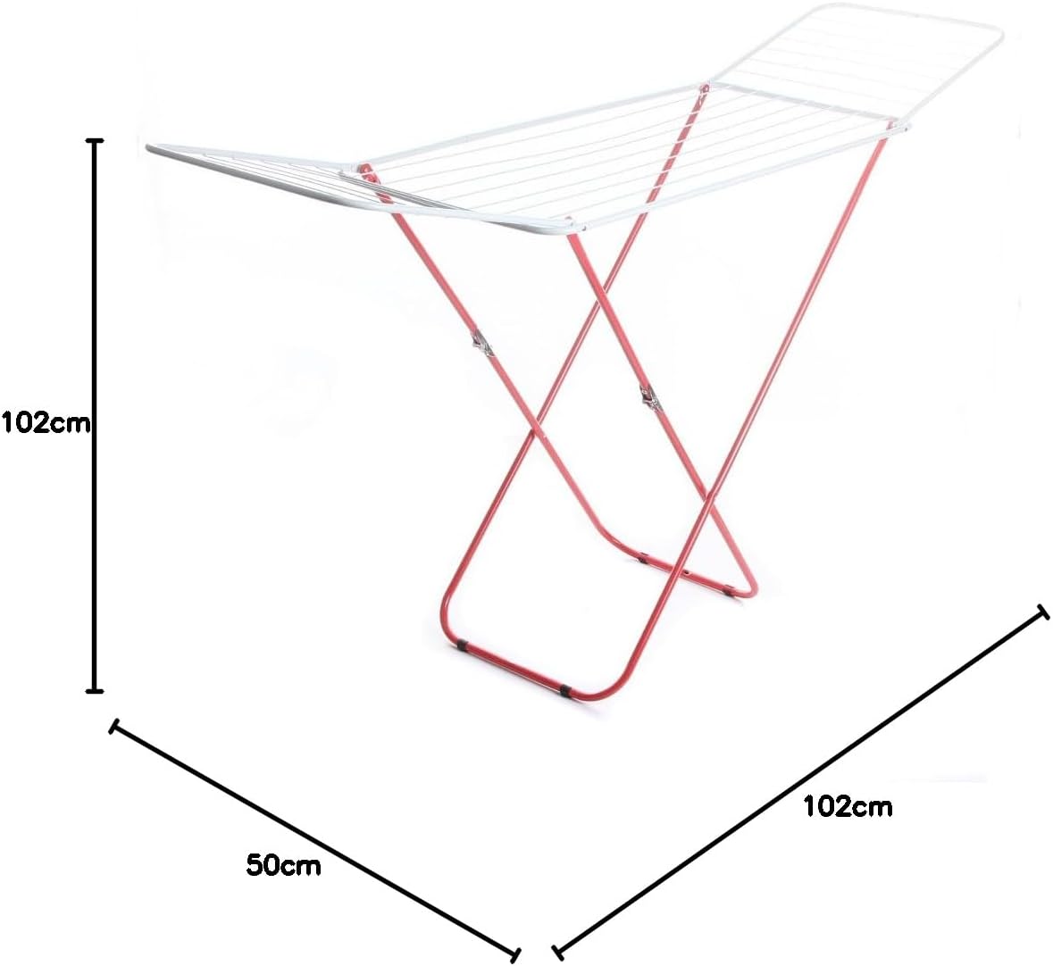 rg-vertrieb Wäscheständer Flügelwäschetrockner rot Wäschetrockner Wäsche Trocknen 18m Länge 184cm x 50cm x 102cm