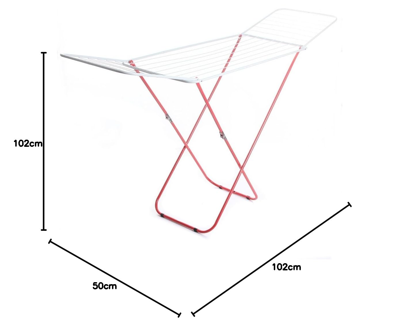 rg-vertrieb Wäscheständer Flügelwäschetrockner rot Wäschetrockner Wäsche Trocknen 18m Länge 184cm x 50cm x 102cm