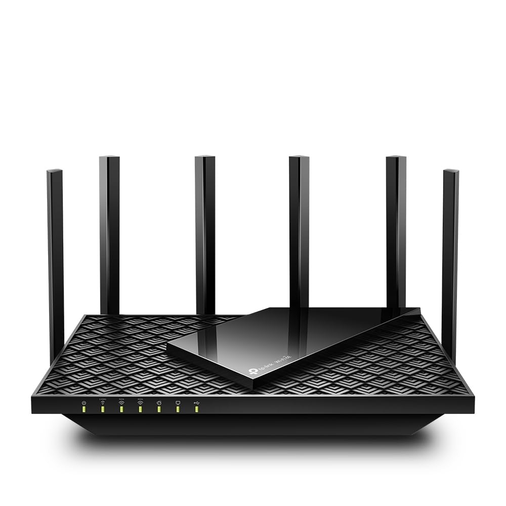 TP-Link Archer AXE75 Wi-Fi 6E WLAN Router (5400 Mbit/s Tri-Band, 4 × Gigabit LAN-Ports, 1 × USB 3.0 Port, WPA3, HomeCare,kompatibel mit Alexa, Tether APP), schwarz