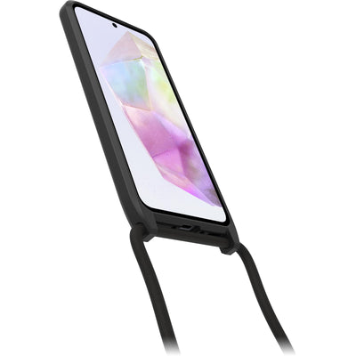 OtterBox React Necklace Hülle für Samsung Galaxy A35 5G, ultraschlanke, schützende Hülle mit Verstellbarer und Abnehmbarer Handykette, Getestet nach Militärstandard, Schwarz