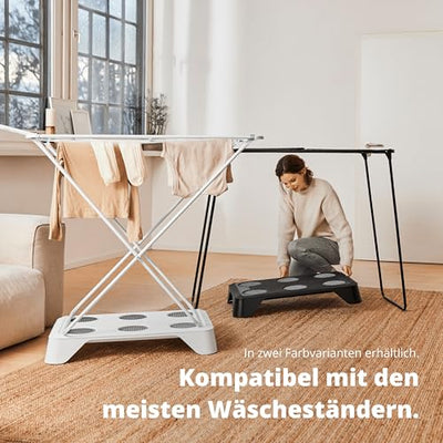 HEYDRY Wäschetrockner Wäscheständer - Made in Germany - schneller trockene Wäsche - platzsparend energiesparend klein - für jede Wäsche - Trockner Ventilator Lüfter - weiß