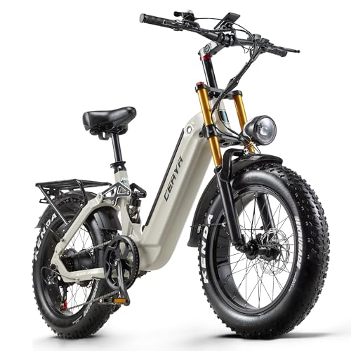 Ficyacto Elektrofahrräder 20x4.0 Zoll E-Bike Herren Damen Mit 48V 20AH Akku All-Terrain E-Mountainbike,7-Gang-Getriebe,Vollfederung City Ebike