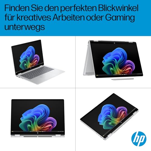 HP OmniBook X Flip 2in1 Next Gen AI Laptop | Intel Core Ultra 7 256V | dedizierte NPU für KI | 47 NPU Tops | Copilot+ PC | 14" 3K 2880x1800 OLED Touchscreen | 16GB | 1TB SSD | Win11 | QWERTZ | Silber
