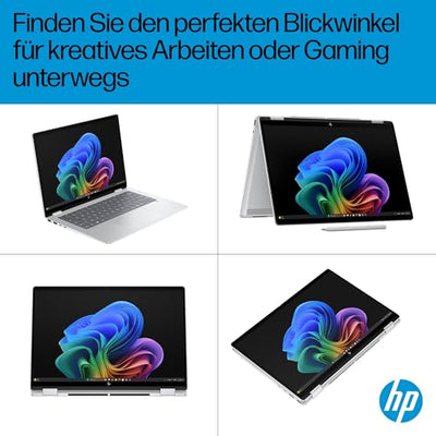 HP OmniBook X Flip 2in1 Next Gen AI Laptop | Intel Core Ultra 7 256V | dedizierte NPU für KI | 47 NPU Tops | Copilot+ PC | 14" 3K 2880x1800 OLED Touchscreen | 16GB | 1TB SSD | Win11 | QWERTZ | Silber