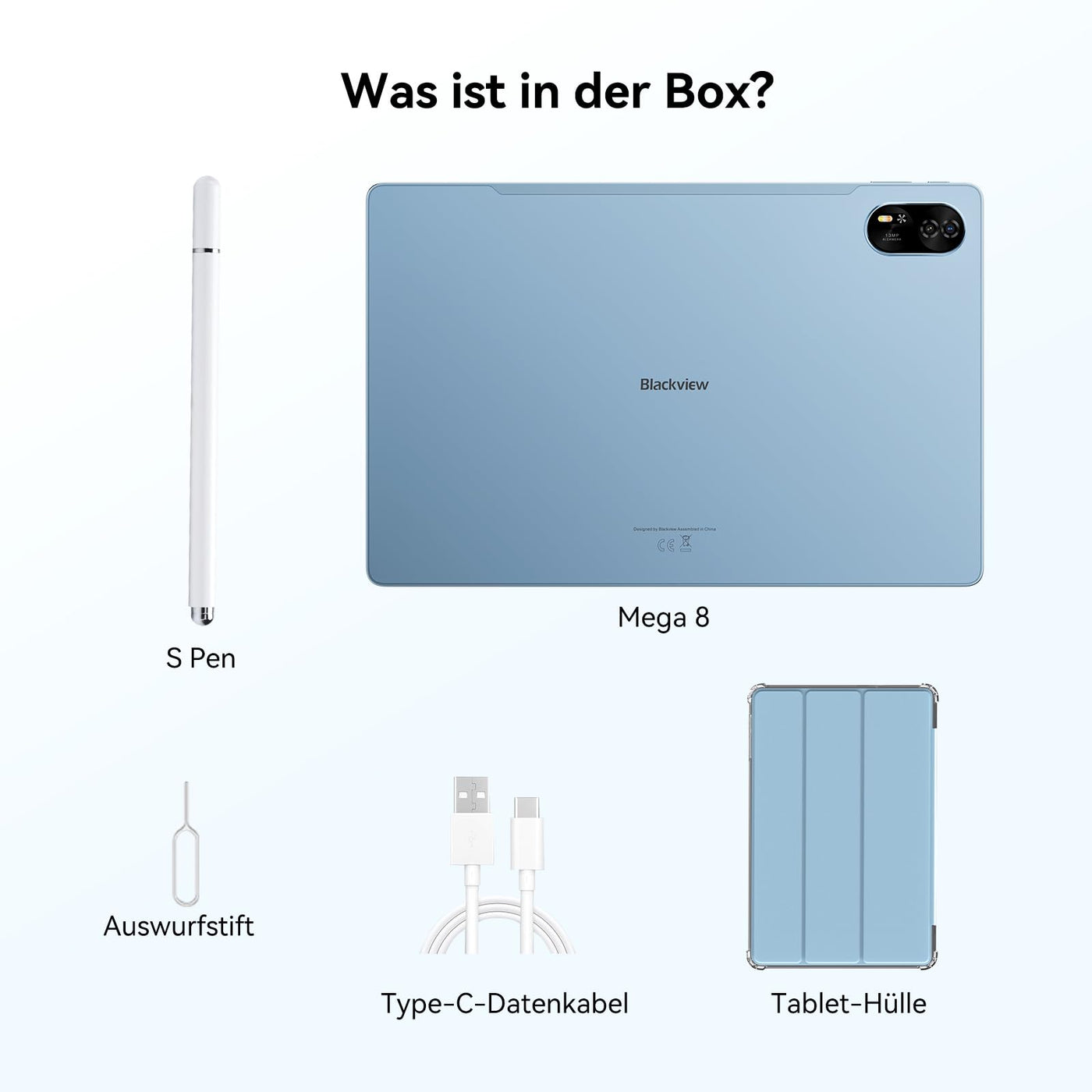 Blackview MEGA8 Android 16 Tablet 13 Zoll,36GB RAM+256GB ROM,90Hz 2K FHD Großes Display,4G LTE + 5G WiFi Gaming Tablet PC,Octa Core T620,50MP+13MP Dual AI Camera,11000mAh Akuu,Face ID