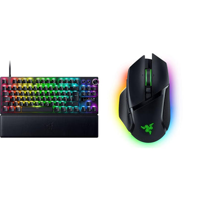 Razer Huntsman V3 Pro Tenkeyless - Analoge optische E-Sport-Tastatur & Basilisk V3 Pro - Anpassbare kabellose Gaming-Maus HyperScroll Tilt Wheel