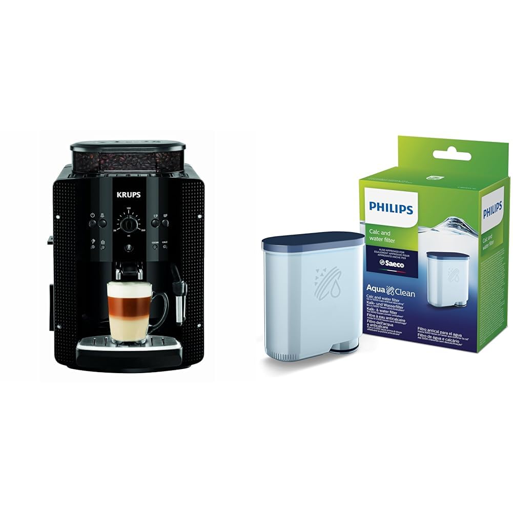 Krups Arabica Picto Kaffeevollautomat, Milchschaumdüse & Philips AquaClean Kalk- und Wasserfilter für Espressomaschine, Kein Entkalken bis 5000 Tassen, Doppelpack
