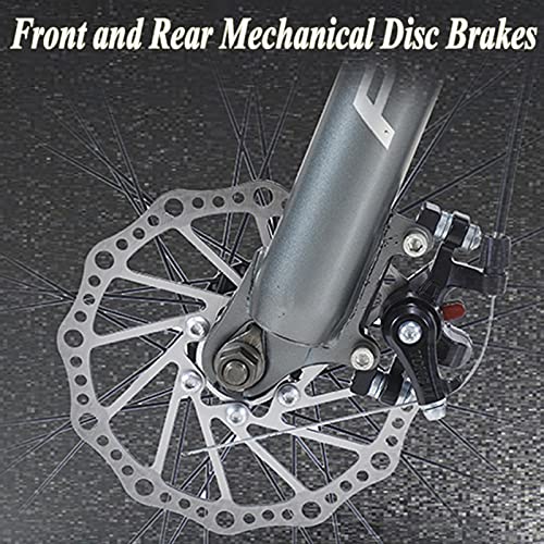 MEVZHH Erwachsenes Mountainbike, 24-Zoll-Räder, Fat Tire Mountainbikes Hardtail Mountainbike, Herren, Frauen Stahlrahmen, Mechanische Scheibenbremsen, Weiß, 30 Geschwindigkeit/Grau/21 Geschwindigkeit