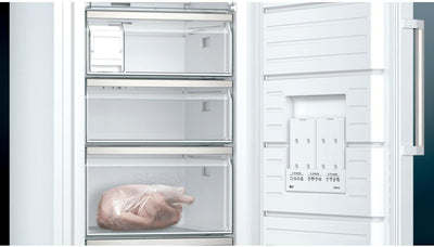 Siemens GS51NAWCV iQ500 Gefrierschrank, 161 x 70 cm, 289 L, noFrost nie wieder abtauen, bigBox Platz für großes Gefriergut, varioZone flexible Glas-und Schubladen