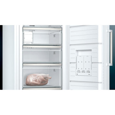 Siemens GS51NAWCV iQ500 Gefrierschrank, 161 x 70 cm, 289 L, noFrost nie wieder abtauen, bigBox Platz für großes Gefriergut, varioZone flexible Glas-und Schubladen