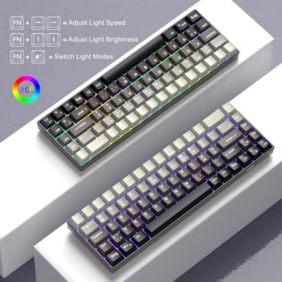 MageGee MK-Box 60% Gaming Tastatur Deutsch QWERTZ Layout, Hot-Swap-fähige kompakte kabelgebundene mechanische RGB-Tastatur mit Eva-Dämpfungsschaum, Blue Whale-Schalter für Win/Mac, grau