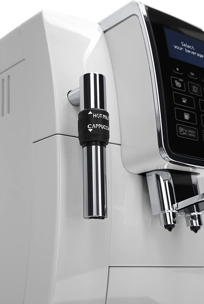 De'Longhi DINAMICA ECAM 350.35.W - Vollautomatische Kaffeemaschine, 1.8 l, weiß – (freistehend, Maschine Espresso Kaffeemaschine, weiß, LCD-Display, 1,8 l)