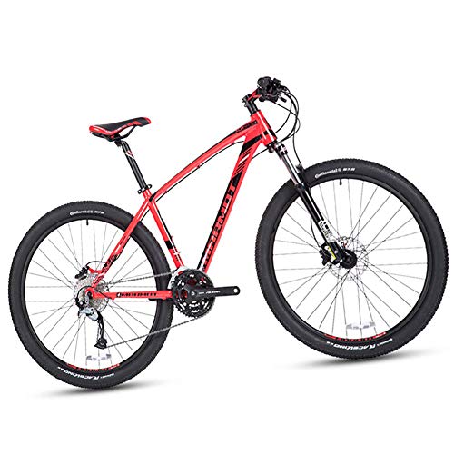 Wmmner Mountainbikes 27,5 Zoll für Erwachsene, Männer, Frauen, Mountainbike, starr, aus Aluminiumlegierung, 27 Gänge, mit Vorderradaufhängung, Doppelscheibenbremse und verstellbarem Sitz, rot, 38,1 cm
