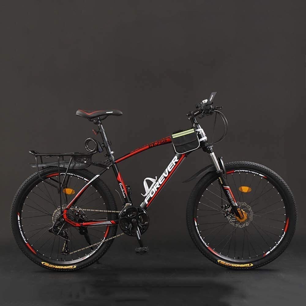 MU Fahrrad, 24 Zoll 21/24/27/30 Geschwindigkeit Mountain Bikes, Hard Tail-Gebirgsfahrrad, Leicht Fahrrad Mit Verstellbarem Sitz, Doppelscheibenbremse,Schwarz Rot,27 Geschwindigkeit