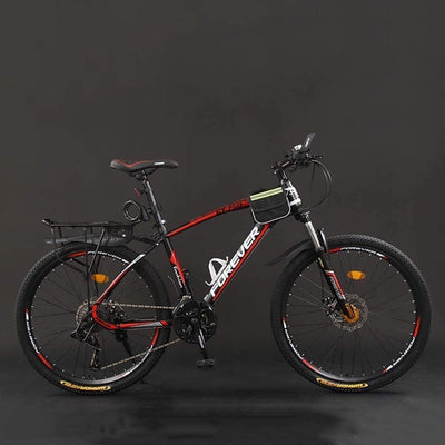 MU Fahrrad, 24 Zoll 21/24/27/30 Geschwindigkeit Mountain Bikes, Hard Tail-Gebirgsfahrrad, Leicht Fahrrad Mit Verstellbarem Sitz, Doppelscheibenbremse,Schwarz Rot,27 Geschwindigkeit