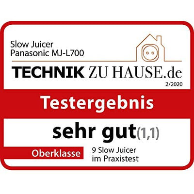 Panasonic Slow Juicer MJ-L700KXE, elektrische Fruchtpresse, Entsaften von ganzen Früchten und Gemüse, 75-mm Öffnung, schlankes Design, sicher und praktisch, Schwarz, Mattschwarz