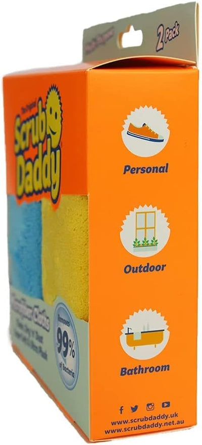 Scrub Daddy Microfaser Tuch - Allzwecktücher im Doppelpack, waschbarer Spüllappen, Zaubertücher zur Reinigung von verstaubtem Glas, Auto, Fenstern, Geschirr und mehr – Mehrfarbig