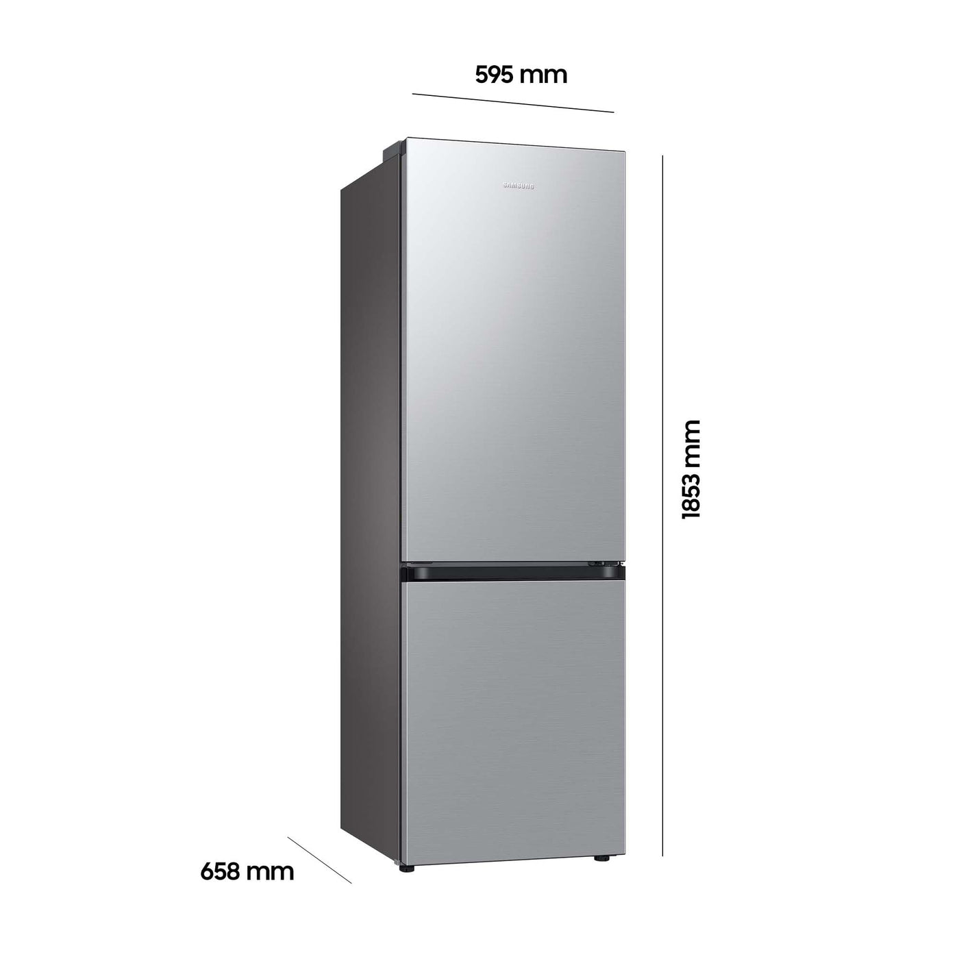 Samsung Kühl-Gefrier-Kombination, Kühlschrank mit Gefrierfach, 185 cm, 344 l Gesamtvolumen, 114 l Gefrierteil, AI Energy Mode, Edelstahl-Look, RL34C600CSA/EG