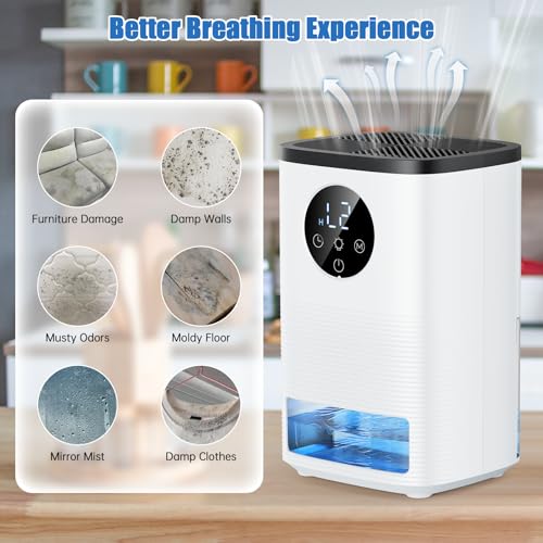 Luftentfeuchter Elektrisch Entfeuchter Keller 1600mL Raumentfeuchter klein Dehumidifier Automatisches Abtauen Mit 7 Farbe Nachtlicht Schlafmodus Entfeuchter Leise für Wohnung Badezimmer Schlafzimmer