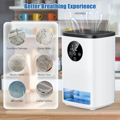 Luftentfeuchter Elektrisch Entfeuchter Keller 1600mL Raumentfeuchter klein Dehumidifier Automatisches Abtauen Mit 7 Farbe Nachtlicht Schlafmodus Entfeuchter Leise für Wohnung Badezimmer Schlafzimmer