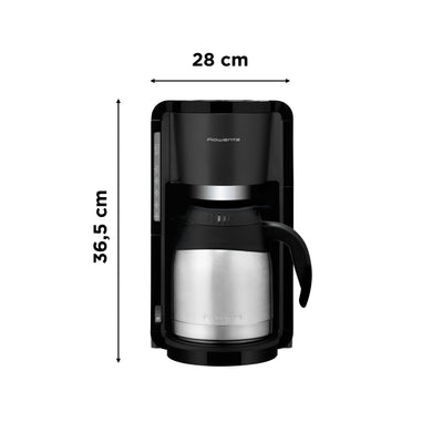 Rowenta CT3818 Filterkaffeemaschine Adagio Milano | Edelstahl- Thermokanne | 10-15 Tassen | Fassungsvermögen 1,25 L | Automatische Abschaltung | 850 Watt | 26.5 x 27 x 38.5 cm | Schwarz