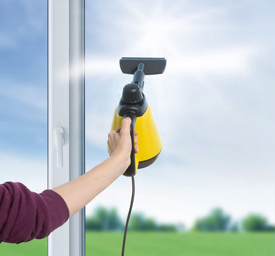 Sichler Haushaltsgeräte Balkonreiniger: 2in1-Hand-Dampfreiniger, Dampf-Mopp &-Besen, 16-tlg. Zubehör, 1.200 W (Fugenreiniger, tragbarer Dampfreiniger, Polsterreiniger)