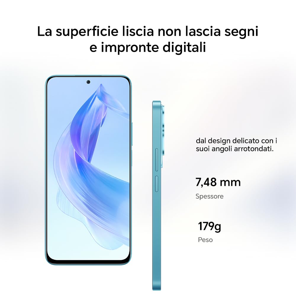 HONOR 90 Lite Smartphone 5G, 8 GB RAM und 256 GB, FullView Display von 6,7 Zoll bei 90 Hz, Dreifachkamera mit 100 MP mit 4500 mAh Akku, Dual SIM, Android 13, Cyan Lake
