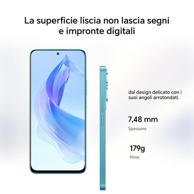 HONOR 90 Lite Smartphone 5G, 8 GB RAM und 256 GB, FullView Display von 6,7 Zoll bei 90 Hz, Dreifachkamera mit 100 MP mit 4500 mAh Akku, Dual SIM, Android 13, Cyan Lake