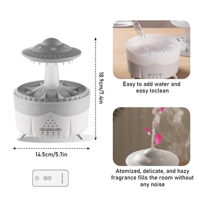 OneNine 450ML Regen Wolken luftbefeuchter, Diffusor für ätherisches Öl mit 7 Farben Nachtlicht, Rain Cloud Humidifier mit Fernbedienung Pilz Wasser Lampe Raumbefeuchter für Zuhause, Büro, Zimmer