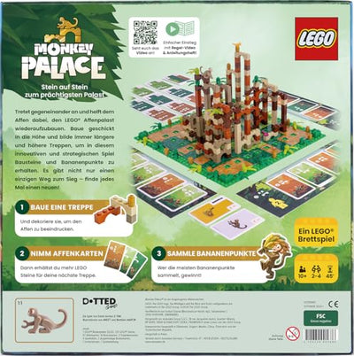Asmodees - Monkey Palace: EIN Lego Brettspiel – Stein auf Stein zum prächtigsten Palast! Lustiges Familien-Baustein-Spiel für Kinder und Erwachsene - Alter 10+, 2-4 Spieler, 45 Minuten pro Partie