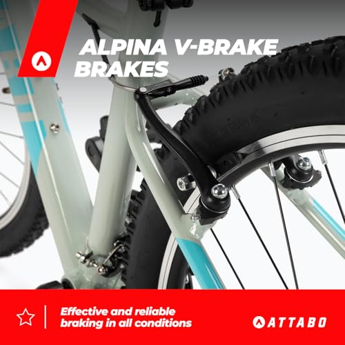 ATTABO Damen Fahrrad Alpe 1.0 mit Aluminiumrahmen 15" Ergonomischer Lenker V-Brake Grau Mountainbike mit 27,5" Rädern mit Zubehör Verstellbarer Sattel 21-Gang Schaltung