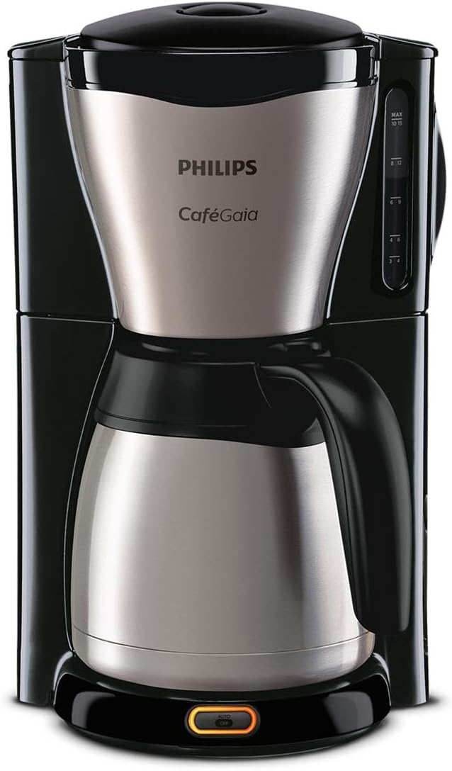 PHILIPS Filterkaffeemaschine – 1.2-Liter-Thermoskanne, bis zu 15 Tassen, Edelstahl, (HD7546/20), 1000watts, 25.5 x 22.1 x 37.01 cm, silbern/schwarz