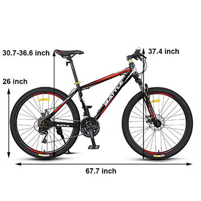 Wmmner . 26 Zoll Mountainbike für Erwachsene, Männer, Frauen, Mountainbikes, Hartschale, rutschfest, 24 Gänge, mit Federung vorne, Doppelscheibenbremse in A
