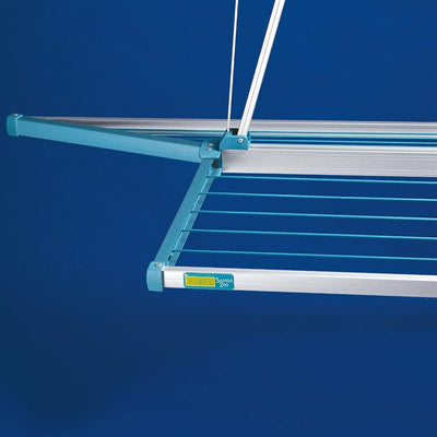 JUWEL Deckentrockner Samba 200 (für bis zu 2 Waschmaschinenladungen, Aufhängelänge 18 m, Wäschetrockner für große Wäscheteile/Bettwäsche, bis 120 cm stufenlos absenkbar) 30040