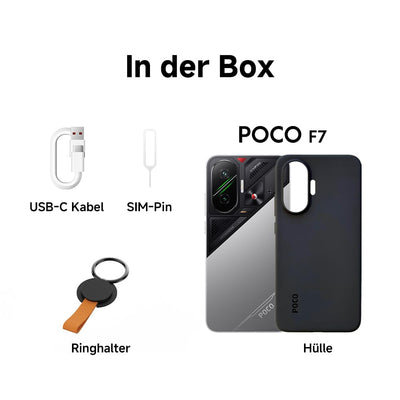 Xiaomi Poco F7 Smartphone, 12+512GB, Schwarz, Flaggschiff Snapdragon 8s Gen 4, 6500mAh Akku, 50MP Sony-Kamera mit OIS, 6,83" 1.5K 120Hz AMOLED-Display (Kein Netzadapter enthalten)