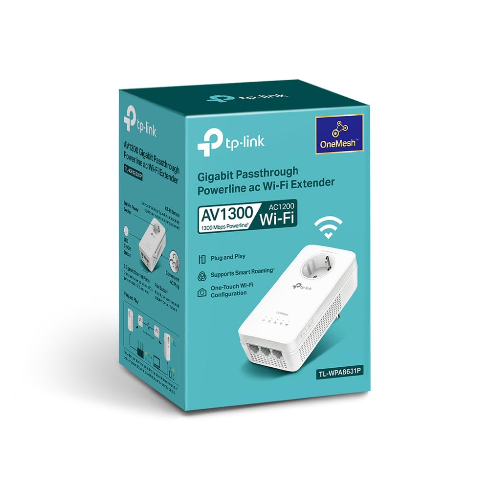 TP-Link TL-WPA8631P WLAN Powerline Adapter (Dualband WLAN 1200Mbit/s, AV1300 Powerline, 3 Gigabit Ports, Zusatzeinheit, Nicht zur alleinigen Verwendung)