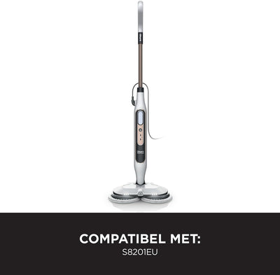 Shark Dampfreiniger, automatischer Dampfbesen mit Steam Blaster, 2 rotierende Power Pads, 3 Dampfstufen, desinfiziert, entfernt Flecken und Schmutz, für versiegelte Hartböden, weiß und grau S8201EU