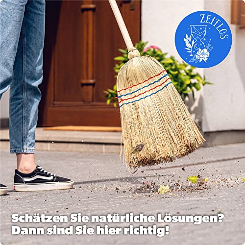 KADAX Reisstrohbesen, Reisigbesen, Besen mit langem Stiel aus Holz, funktionaler Strohbesen, Besen aus Sorgogras, Hexenbesen, Hofbesen aus Reisstroh (L: 140 cm)
