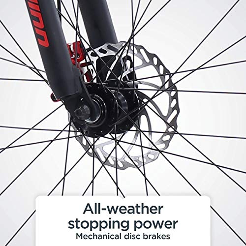 Schwinn Bonafide Herren Mountainbike Vorderradaufhängung 24-Gang 29-Zoll-Räder 43.2 cm Aluminiumrahmen Mattschwarz/Rot