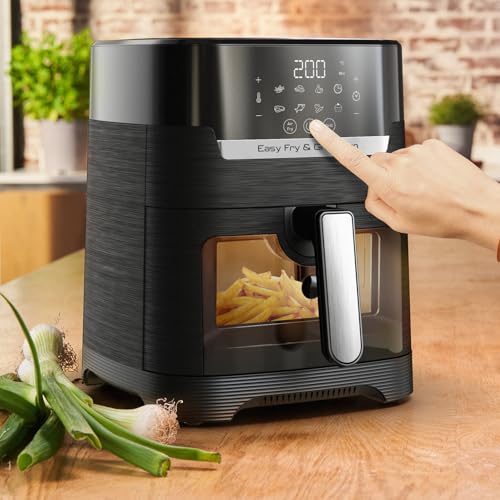 Tefal EY5068 Easy Fry & Grill Vision Heißluftfritteuse | 4,2 L Kapazität | 2-in-1 Technologie | Sichtfenster | Extra Crisp-Technologie | energiesparend | Touchscreen | Schwarz